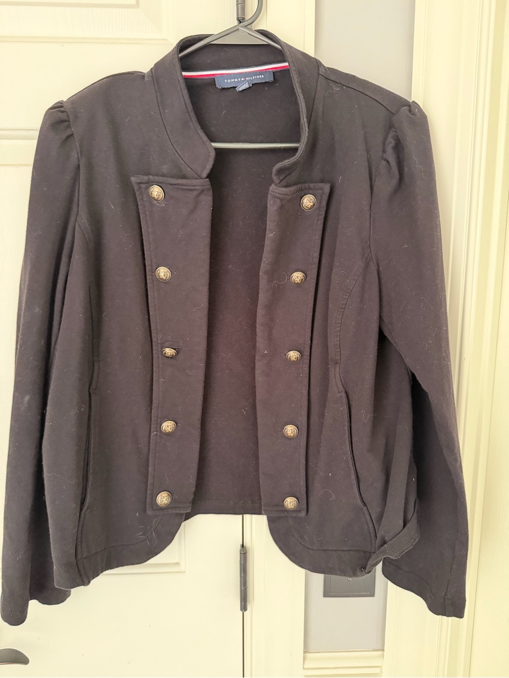 Tommy Hilfiger Black Military-Style Blazer with Gold Buttons